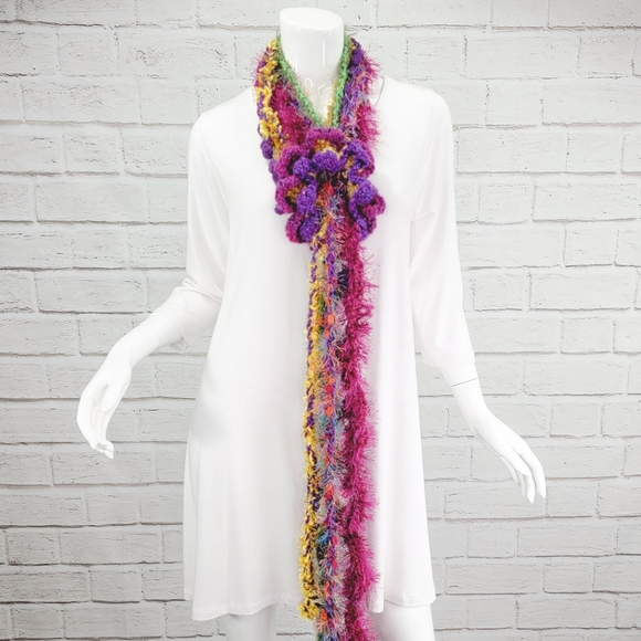 Funky Lady Artsy Unique One-of-a-kind Handmade Flower Scarf - Picture 11 of 12